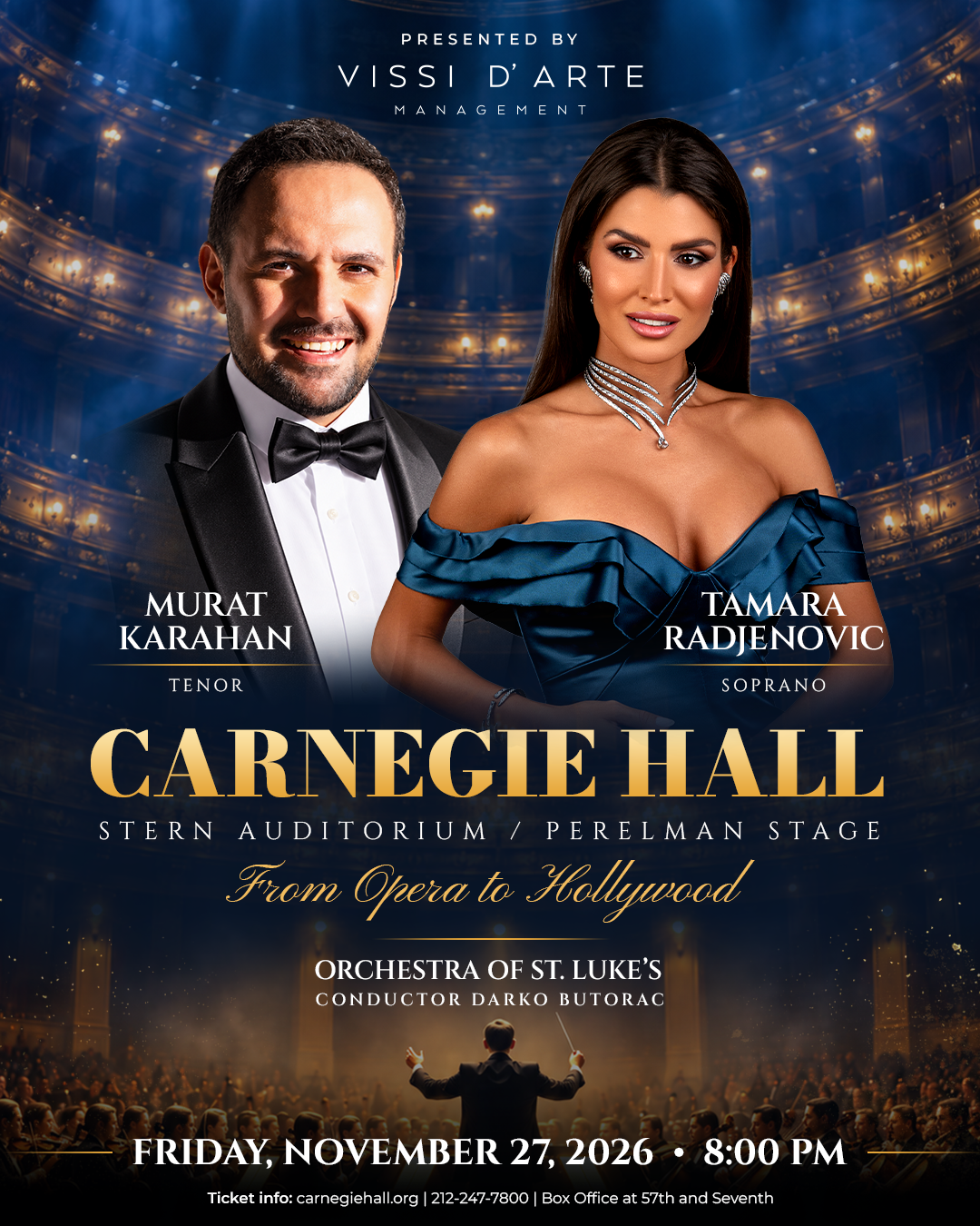 Stern Auditorium at Carnegie hall, New York City- Special Gala concert with the Orchestra of St. Luke’s (OSL)